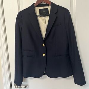 J. Crew Women's Navy Classic Wool Schoolboy Preppy Blazer with Gold Buttons Sz 6